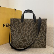 Fendi SHOPPER glazed canvas bag Brown High