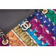 LARGE SHOPPING BAG AS2896 Printed Fabric & Gold-Tone Metal Multicolor High