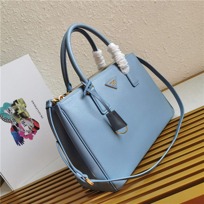 Prada Large Galleria Bag In Saffiano Leather Blue High