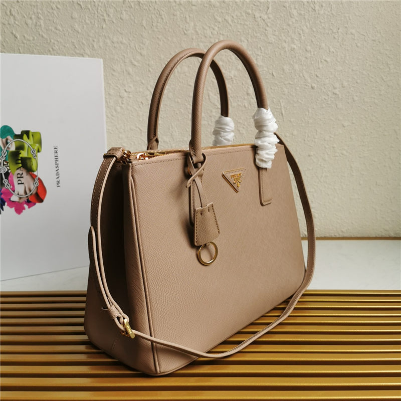 Prada Large Galleria Bag In Saffiano Leather Beige High