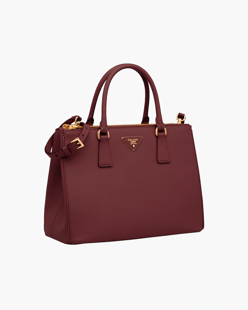 Prada Large Galleria Bag In Saffiano Leather Burgundy High