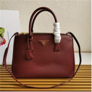 Prada Large Galleria Bag In Saffiano Leather Burgundy High