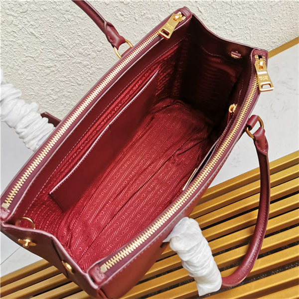 Prada Large Galleria Bag In Saffiano Leather Burgundy High