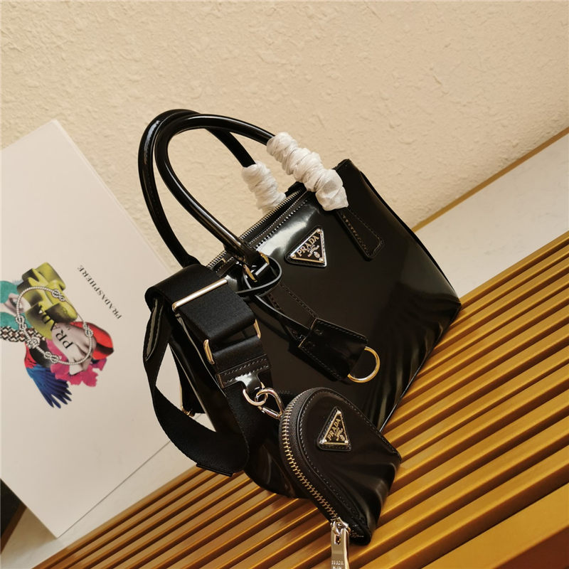 Prada Galleria brushed leather small bag Black High