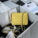 Supermini CLASSIC HANDBAG Grained Calfskin Yellow Silver Metal A