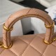 Chanel MINI FLAP BAG WITH TOP HANDLE AS4035 Lambskin Gold-Tone Metal Nude/Pink A