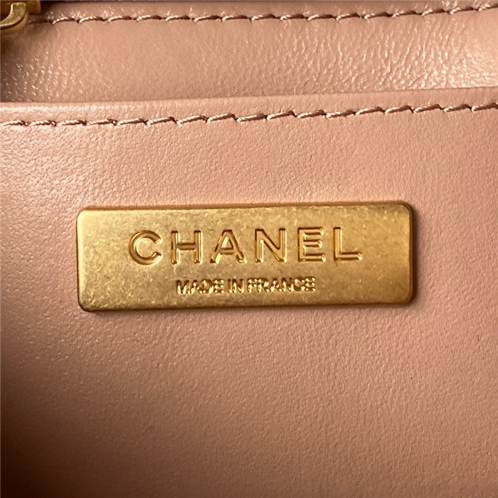 Chanel MINI FLAP BAG WITH TOP HANDLE AS4035 Lambskin Gold-Tone Metal Nude/Pink A