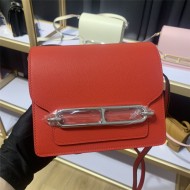 Hermes Roulis 19 bag Evercolor WAX Silver Metal Red High