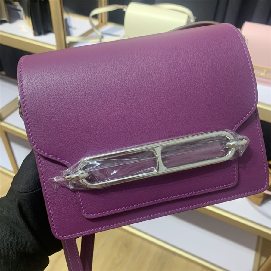 Hermes Roulis 19 bag Evercolor WAX Silver Metal Purple High