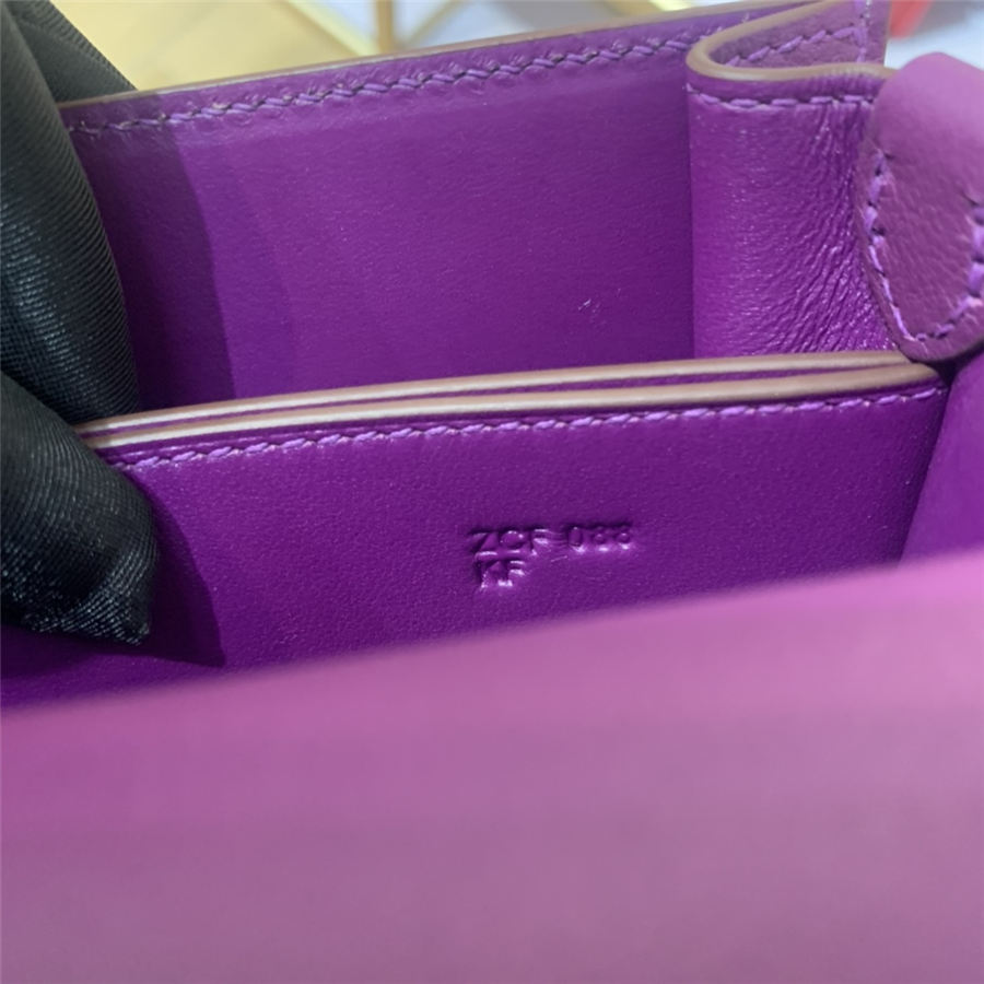 Hermes Roulis 19 bag Evercolor WAX Silver Metal Purple High