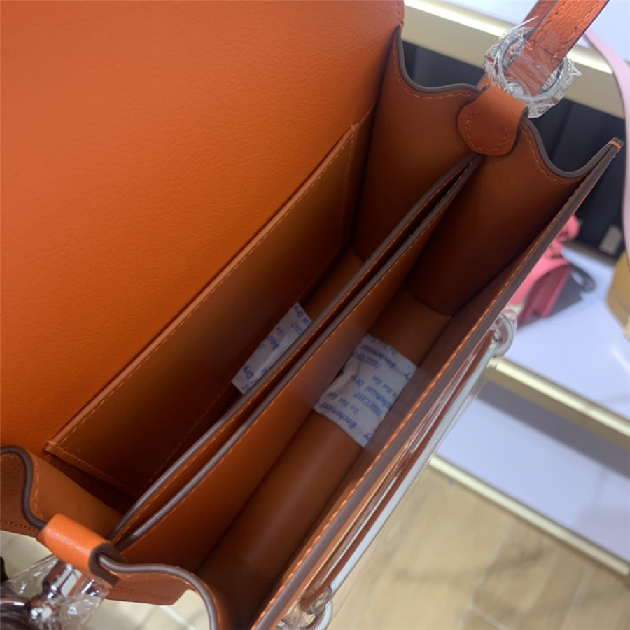 Hermes Roulis 19 bag Evercolor WAX Silver Metal Orange High