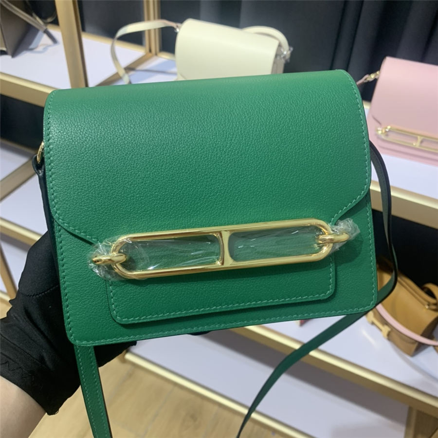 Hermes Roulis 19 bag Evercolor WAX Gold Metal Green High