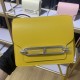 Hermes Roulis 19 bag Evercolor WAX Silver Metal Yellow High