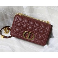 MEDIUM Dior CARO BAG Supple Cannage Calfskin Burgundy High