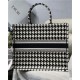 LARGE Dior BOOK TOTE Houndstooth Embroidery Black and White High