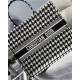 LARGE Dior BOOK TOTE Houndstooth Embroidery Black and White High