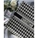 LARGE Dior BOOK TOTE Houndstooth Embroidery Black and White High