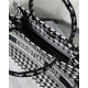 MEDIUM Dior BOOK TOTE Houndstooth Embroidery Black and White High