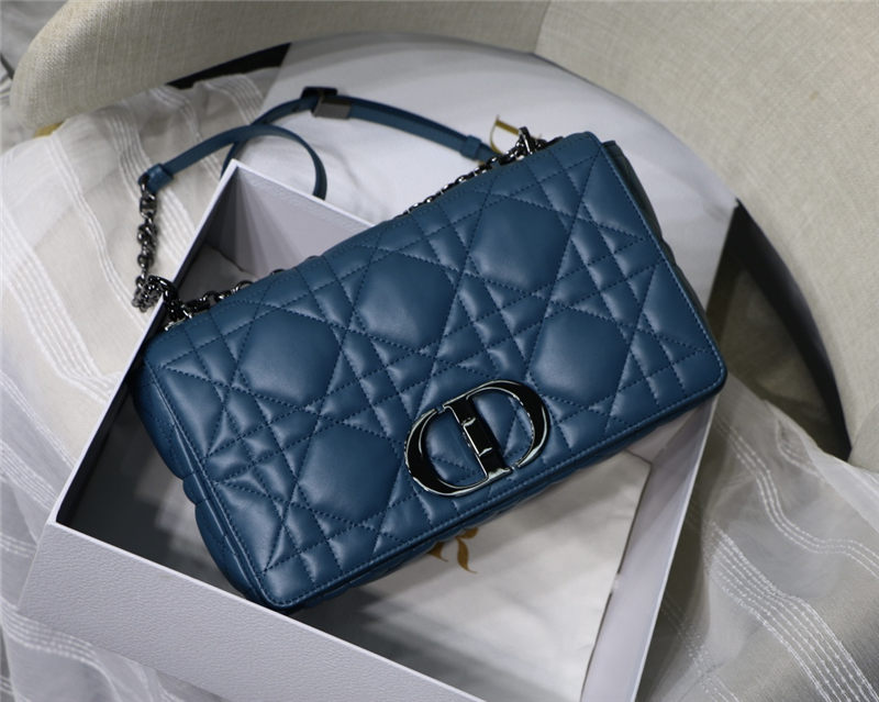 LARGE Dior CARO BAG Quilted Macrocannage Calfskin Ocean Blue High