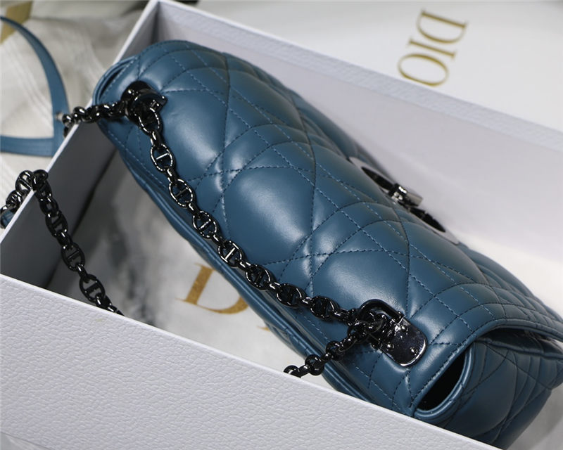 MEDIUM Dior CARO BAG Quilted Macrocannage Calfskin Ocean Blue High