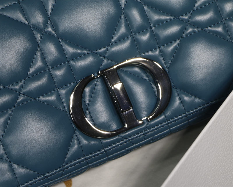 MEDIUM Dior CARO BAG Quilted Macrocannage Calfskin Ocean Blue High