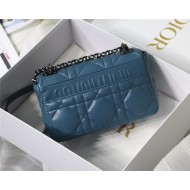 SMALL Dior CARO BAG Quilted Macrocannage Calfskin Ocean Blue High