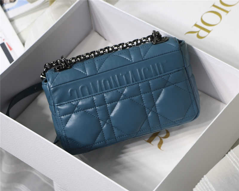 SMALL Dior CARO BAG Quilted Macrocannage Calfskin Ocean Blue High