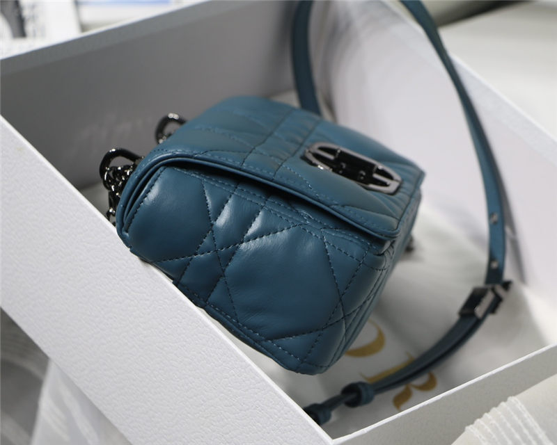 SMALL Dior CARO BAG Quilted Macrocannage Calfskin Ocean Blue High