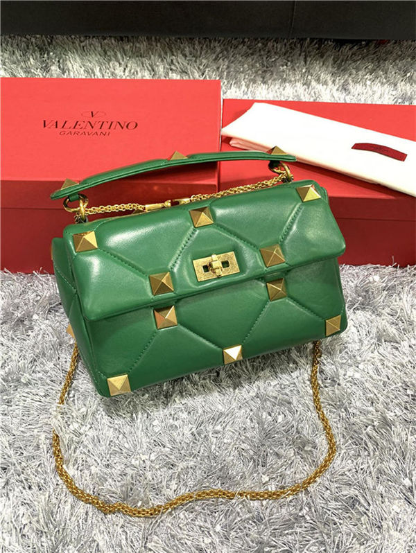 Valentino GARAVANI ROMAN STUD NAPPA CHAIN BAG Green High