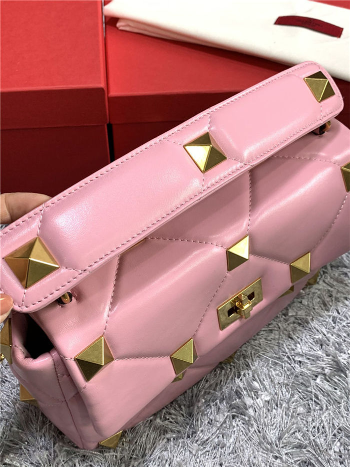 Valentino GARAVANI ROMAN STUD NAPPA CHAIN BAG Pink High