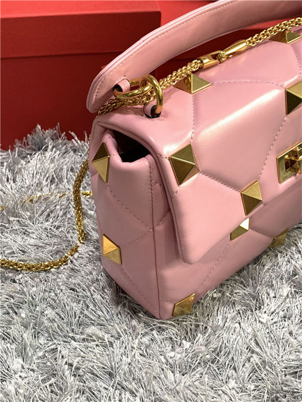 Valentino GARAVANI ROMAN STUD NAPPA CHAIN BAG Pink High