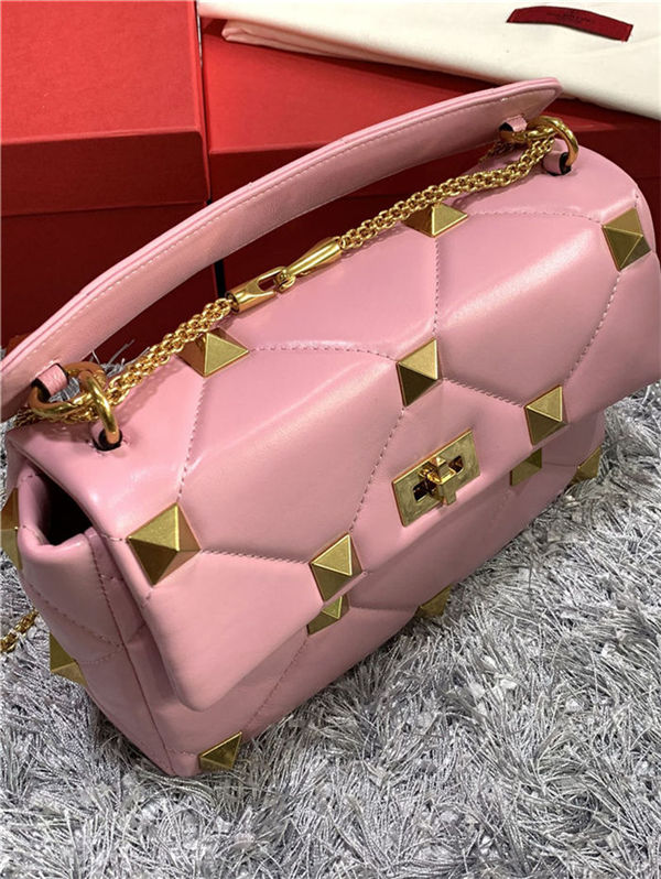 Valentino GARAVANI ROMAN STUD NAPPA CHAIN BAG Pink High