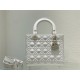 MEDIUM LADY Dior Cannage Calfskin with Diamond Motif White High