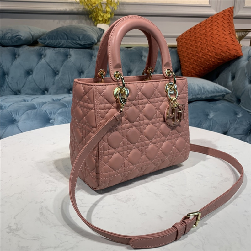 MEDIUM LADY Dior BAG Cannage Lambskin Enamel High 