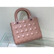 MEDIUM LADY Dior Cannage Calfskin with Diamond Motif Pink High