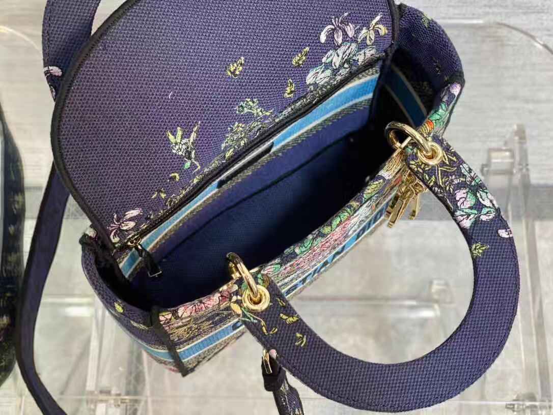 MEDIUM LADY D-LITE BAG Multicolor D-Constellation Embroidery High