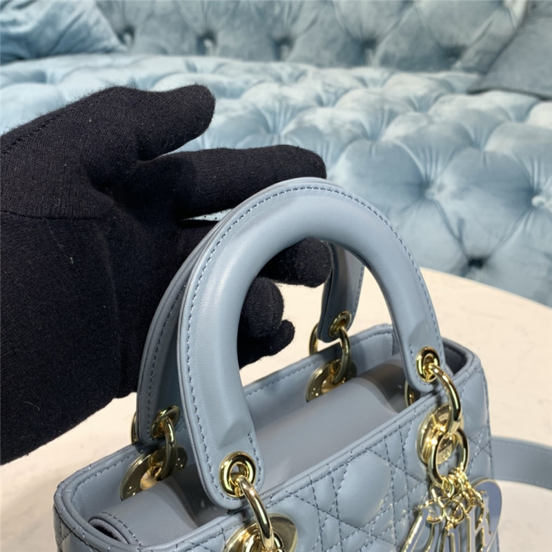 SMALL LADY Dior MY ABCDior BAG Cannage Lambskin Enamel Inside Suede Blue High