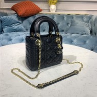 MINI LADY Dior BAG Cannage Lambskin Enamel Black High