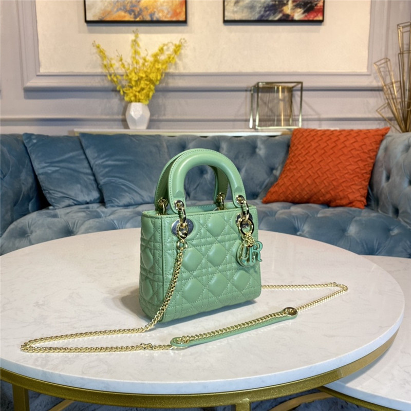 MINI LADY Dior BAG Cannage Lambskin Enamel Green High