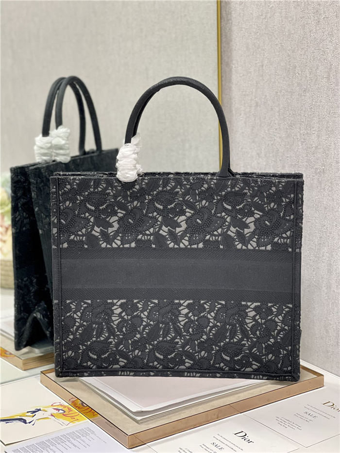 LARGE Dior BOOK TOTE Embroidery with Macramé Effect High