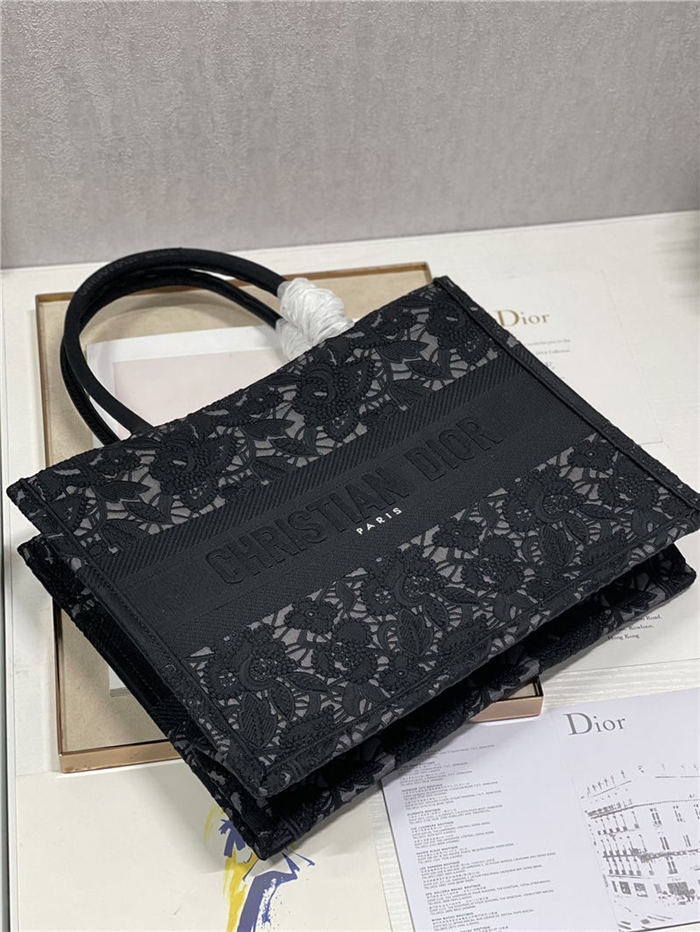 MEDIUM Dior BOOK TOTE Embroidery with Macramé Effect High