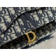 Saddle Pouch with Chain Dior Oblique Jacquard Blue High