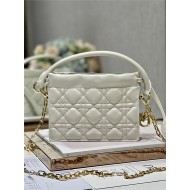 LADY DIOR TOP HANDLE DRAWSTRING MINI BAG White High