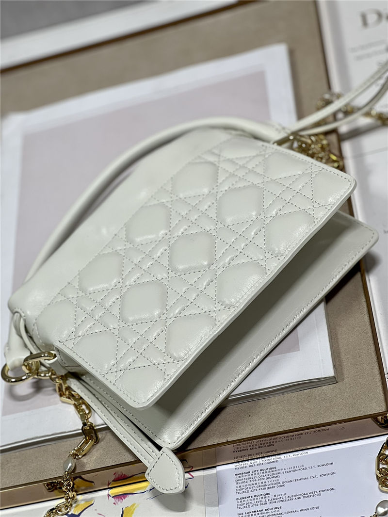 LADY DIOR TOP HANDLE DRAWSTRING MINI BAG White High