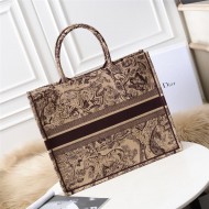 LARGE Dior BOOK TOTE Toile de Jouy Embroidery Burgundy High