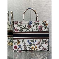 LARGE Dior BOOK TOTE Dior Petites Fleurs Embroidery White High