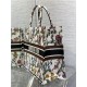 LARGE Dior BOOK TOTE Dior Petites Fleurs Embroidery White High