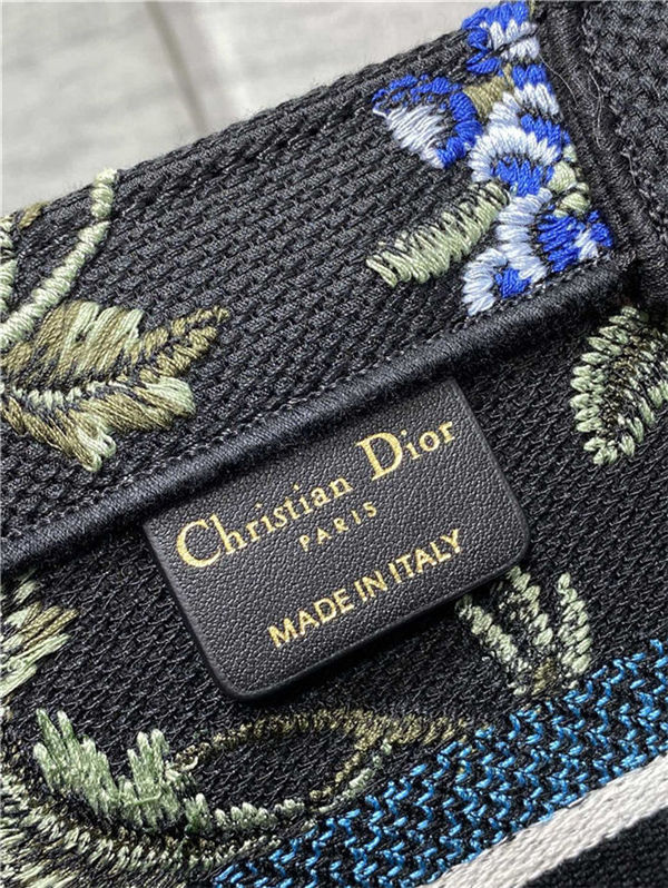 SMALL Dior BOOK TOTE Dior Petites Fleurs Embroidery Black High