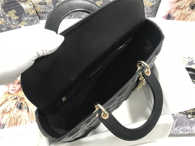 LARGE LADY Dior BAG Cannage Lambskin Black High