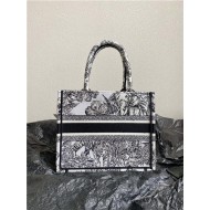 SMALL Dior BOOK TOTE Toile de Jouy Voyage Embroidery Black/White High